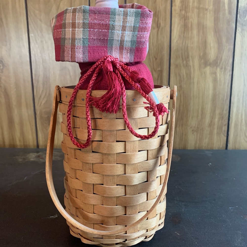 Longaberger wine bottle Carrier, liner, protector